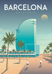 François Beutier, Barcelona Spain Travel poster art print
