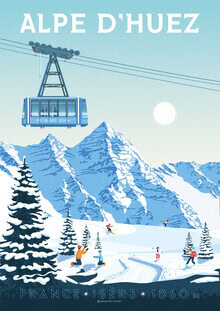 François Beutier, Alpe d'Huez Ski resort France Travel poster art print