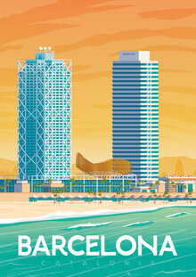 François Beutier, Barcelona Spain Travel poster art print