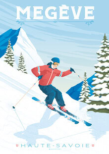 François Beutier, Megève Ski resort France Travel Poster Art Print