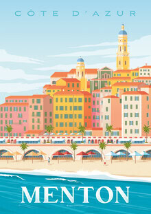 François Beutier, Menton French Riviera France Travel Poster Art Print