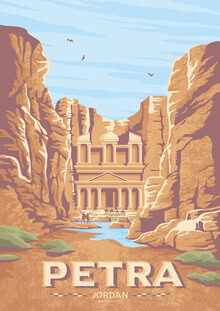 François Beutier, Petra Jordania Travel Poster Art Print - Jordanien, Asien