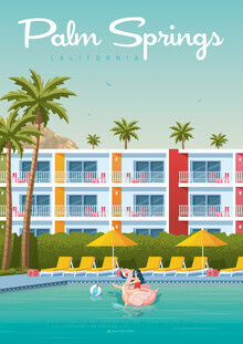François Beutier, Palm Springs Saguaro Hotel California Travel Poster Art Print