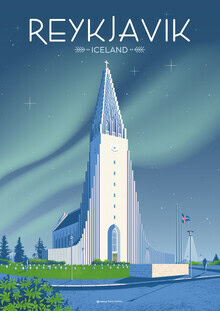 François Beutier, Reykjavik Iceland Travel Poster Art Print