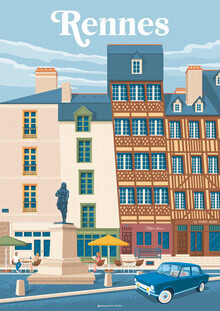 François Beutier, Rennes Bretagne France Travel Poster Art Print