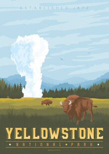 François Beutier, Yellowstone National Park Travel Poster Art Print