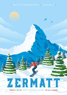 François Beutier, Zermatt Switzerland Travel Poster Art print