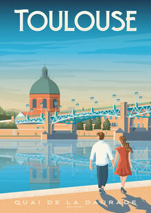 François Beutier, Toulouse Quai de la Daurade France Travel Poster Art Print