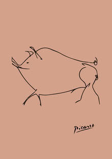 Art Classics, Picasso Wild Boar Line Drawing – Terracotta