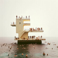 Fotokunst von David Foster Nass: minimalistischer Sprungturm am Meer an einem sonnigen Tag