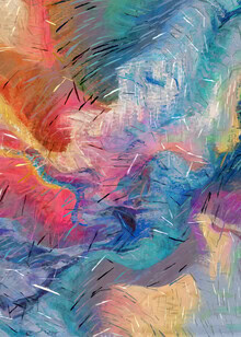 Wall art by Uma Gokhale: Abstract waves in vibrant colors with texture.
