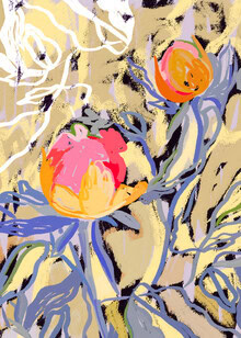 Wall art by Uma Gokhale: botanical illustration with blooming plants