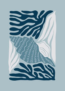 Wandbild von Gal Pittel: abstrakte Darstellung des Ozeanbodens in beruhigenden Blau- und Grüntönen