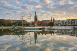 Photo art by Michael Valjak: view of the Schlachte in Bremen in the morning