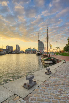 Photo art by Michael Valjak: morning mood in Bremerhaven with sunrise over the harbor.