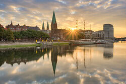 Photo art by Michael Valjak: Sunrise over the Schlachte in Bremen