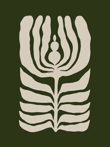 Wandbild von Gal Pittel: Abstrakte botanische Darstellung in sanften Grüntönen