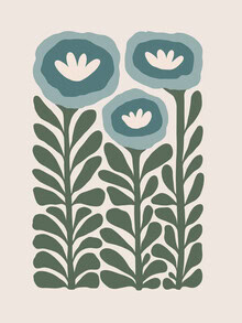 Abstrakte Illustration mit blühenden Formen in sanften Blautönen