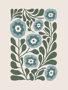 Wandbild von Gal Pittel: elegante Blumen und harmonische Bewegungen in sanften Farben.