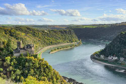 Photo art by Michael Valjak: Burg Katz and the Rhine Loop near Sankt Goarshausen