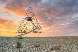 Photo art by Michael Valjak: Tetrahedron in Bottrop at sunset