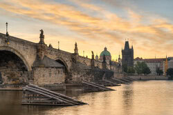 Photo art by Michael Valjak: Charles Bridge in Prague at sunrise