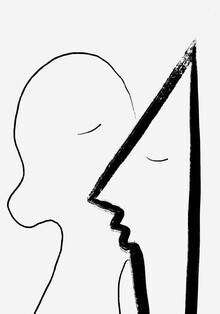 Wall art by Bellassai Cesare: loving kiss in monochrome depiction