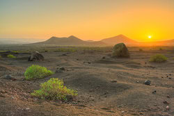 Photo art by Michael Valjak: volcanic landscape on Lanzarote in morning light