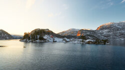 Photo art by Norbert Gräf: Boat trip in Mostraumen Fjord at sunset