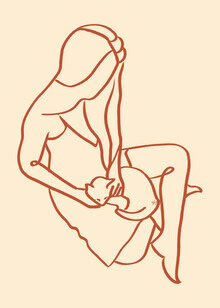 Illustration by Uma Gokhale: a woman and her cat in a harmonious pose