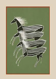 Illustration von Branka Kodžoman: gestreifte Pferde in einem stilvollen und modernen Design.