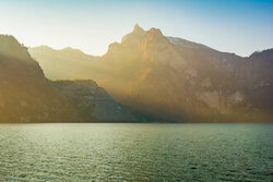 Photo art by Martin Wasilewski: spring morning at Lake Traunsee with soft colors