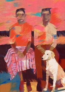 Illustration by Uma Gokhale: a couple with pets in a caring pose