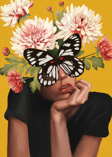 Illustration by Branka Kodžoman: stylish depiction of a woman with flowers and butterflies