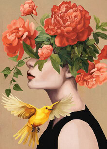 Wall art by Branka Kodžoman: a dreamlike portrayal of a blooming woman.