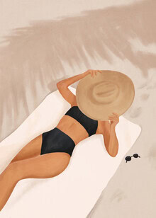 Illustration by Branka Kodžoman: relaxed summer vibe at the beach with a woman.