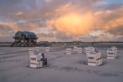 Wall art: Sunset at the North Sea coast with soft colors