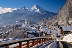 Watzmann prints: snow-covered peaks in morning light from Upper Bavaria