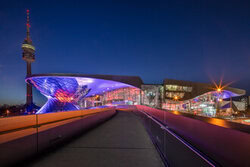 Canvas Print by Achim Thomae: BMW World in Munich during the blue hour