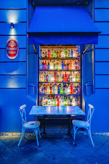 Photo art by J. Daniel Hunger: atmospheric bar scene during the blue hour