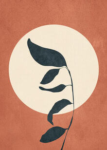 Abstrakte Illustration mit sanften, organischen Blättern in erdigen Tönen.