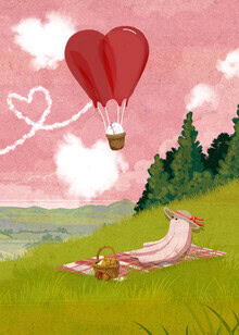 Wall art by Katherine Blower: playful ghosts in a cloud landscape