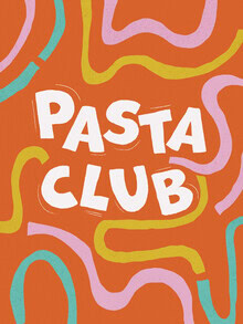 Wall art featuring retro typography: playful lettering with a pasta theme