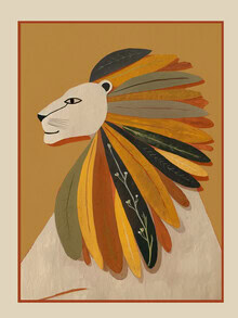 Poster by Branka Kodžoman: lion with leaves, organic and harmonious design