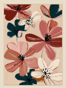 Wall art featuring soft blooms in rose and burgundy, harmonious and aesthetic.