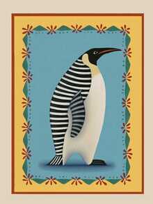 Illustration of a striped penguin by Branka Kodžoman, friendly and playful.