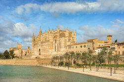 Photo art by Michael Valjak: Palma de Mallorca Cathedral by the sea.