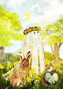 Wall art by Katherine Blower: cheerful little spirit in spring