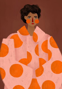 Illustration by Bea Muller: stylish portrait of a woman with orange dots