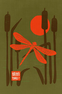 Wall art by Jonas Loose: minimal depiction of a dragonfly in soft colors.